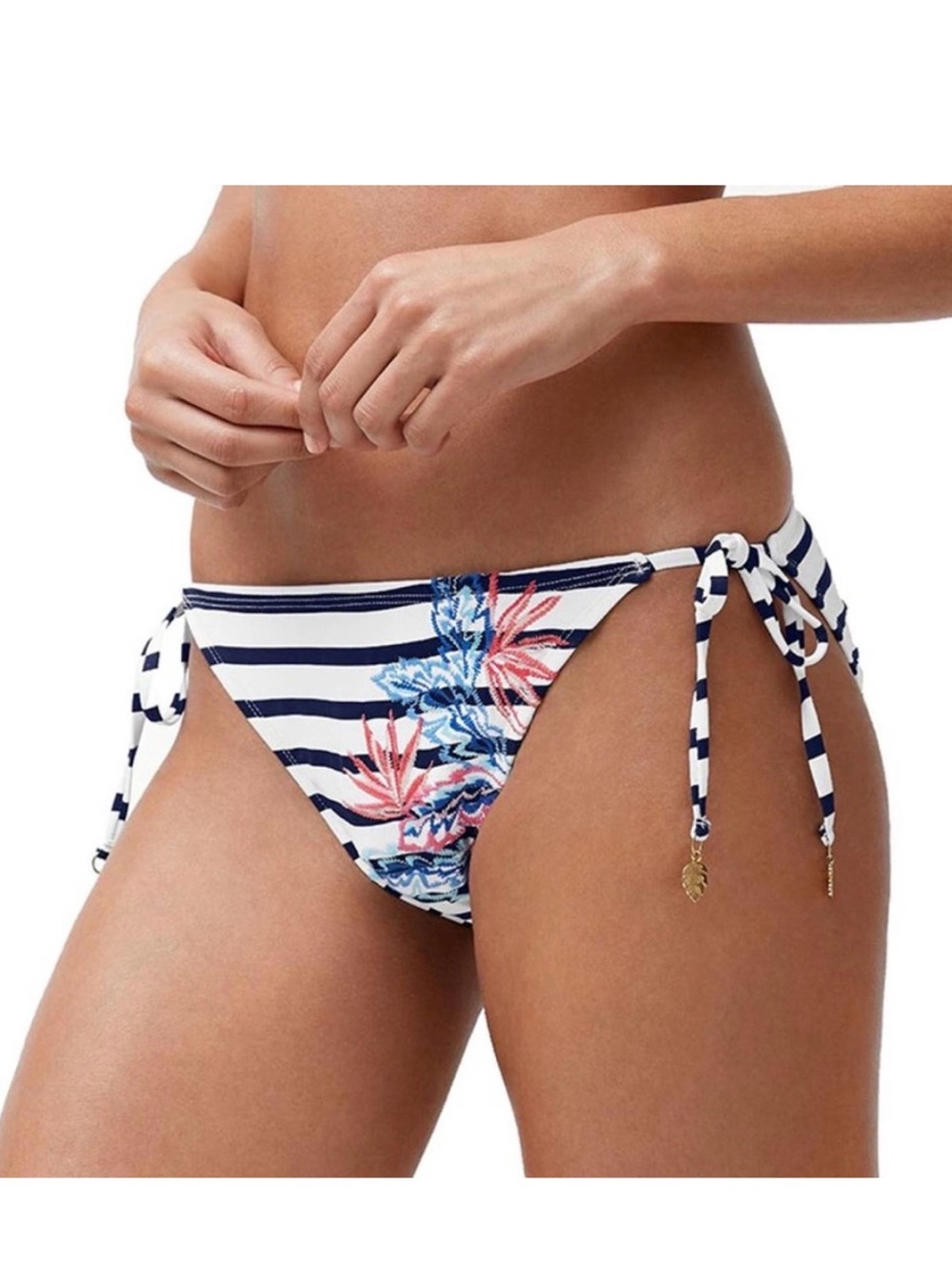 Tommy Bahama Palms of Paradise Embroidered String Bikini Bottoms XS